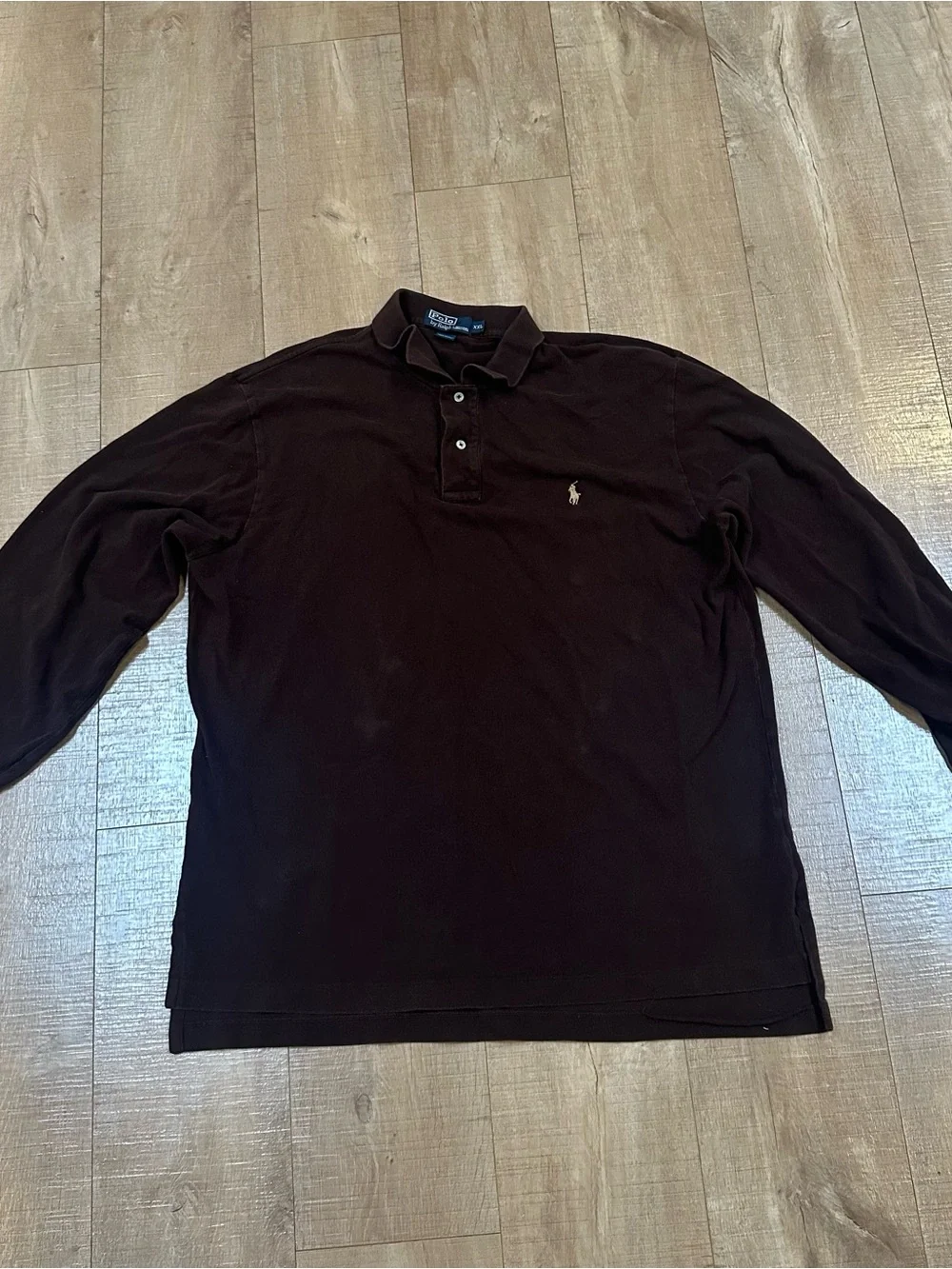 Y2K Ralph Lauren Dark Brown Long-Sleeve Polo Shirt